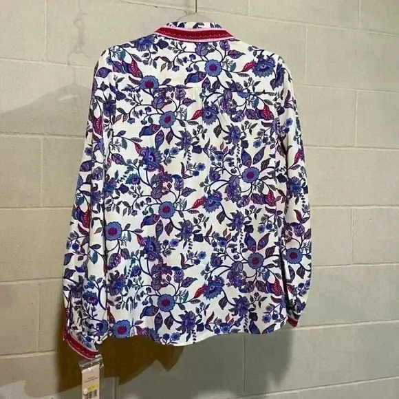 *Nanette Lepore Women LS Blouse LARGE Multicolor Floral Print Career Grandmacore - Picture 2 of 5